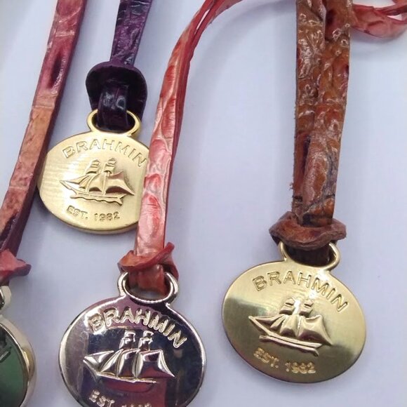 Set of 5 Brahmin Medallions Croc Embossed Leather Hang Tag  FOB - FIRM PRICE - Picture 4 of 8